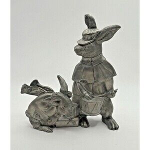Vintage 1992 Seagull Canada Etain Pewter Zinn Rabbit and Baby Music Drum Used